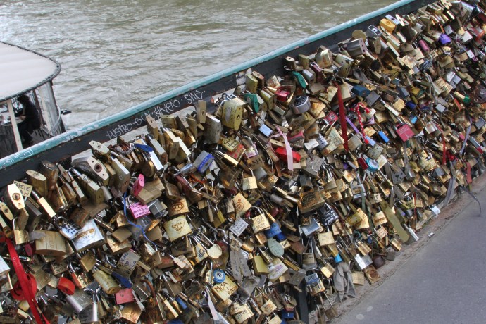 Love locks on Pont de l'Archevêché bridge