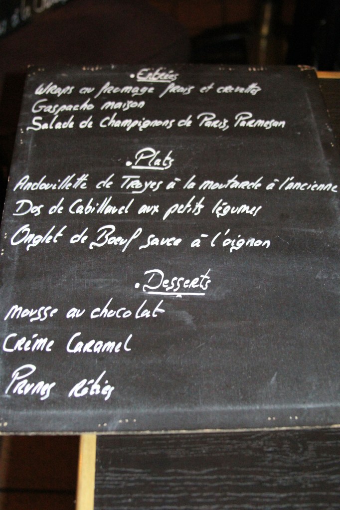 Menu @ Bistro de la B