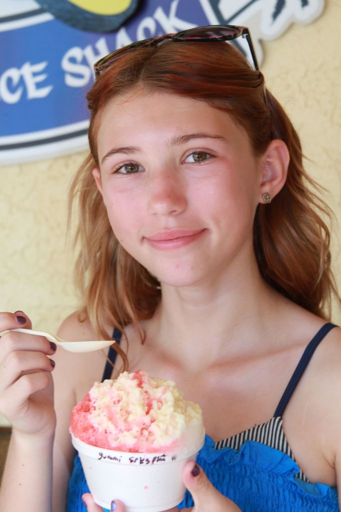 Gummy worms on bottom and Shark's Blood and Pina Colada w/Haupia on top.