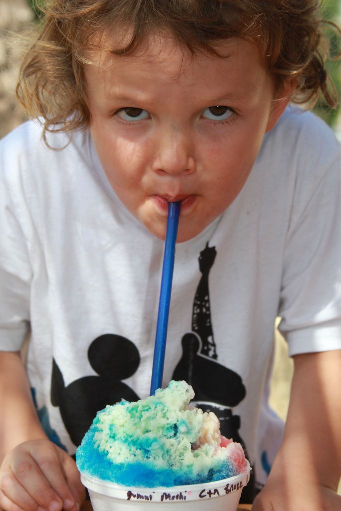 Heath w/mochi on bottom and blue raspberry on top